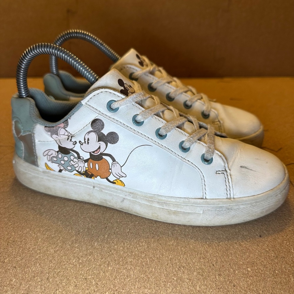 Disney Mickey Minnie Mouse Kids White Low Top Sneakers Size C4 Aldi 831674